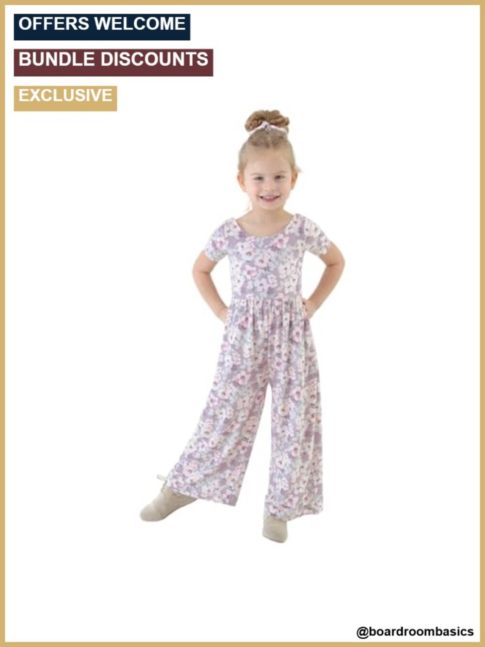 Bamboo Viscose Girls Romper Wide Leg One Piece with Pockets